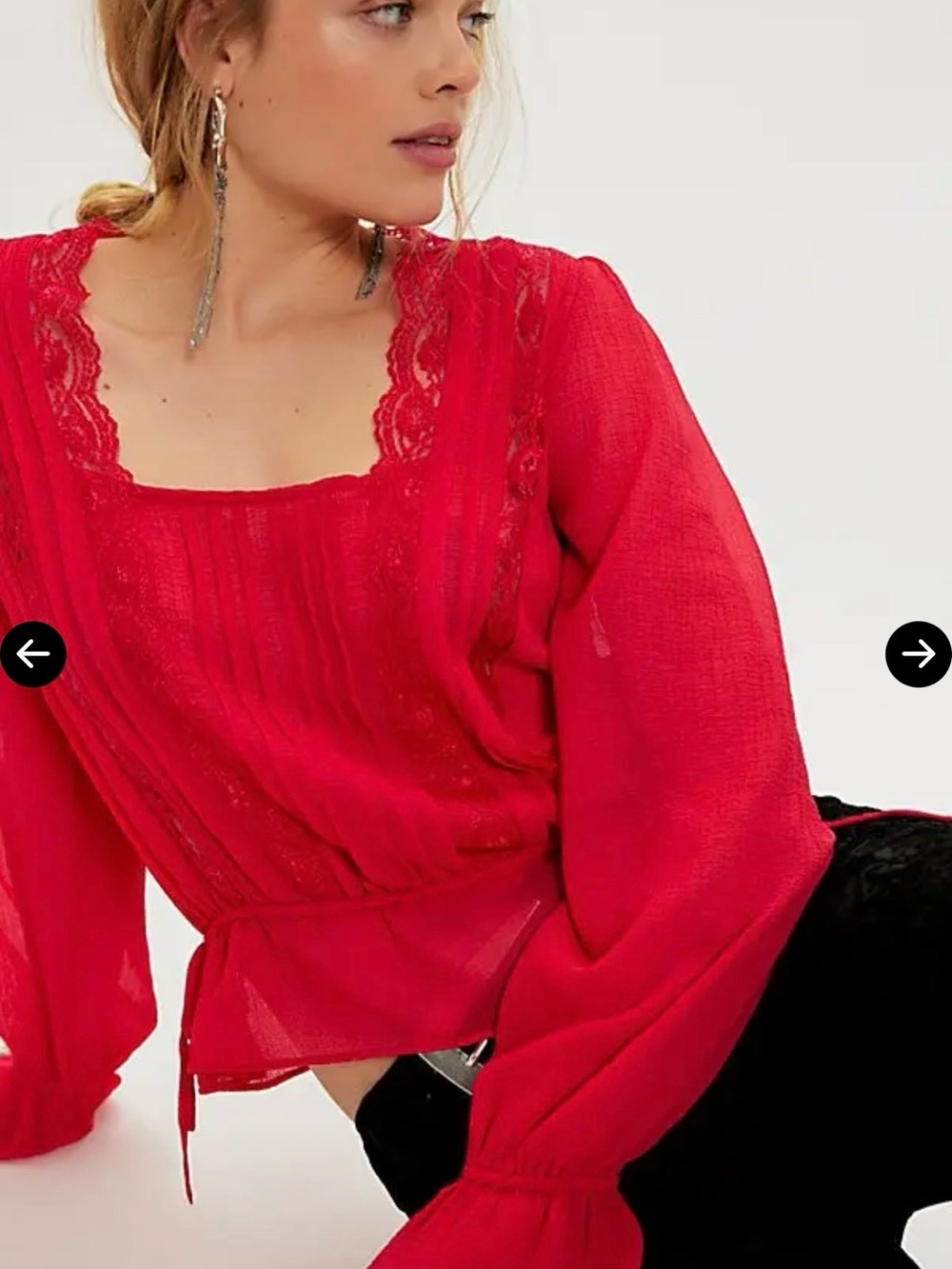 Free People Nova Chiffon Top in Retro Red.